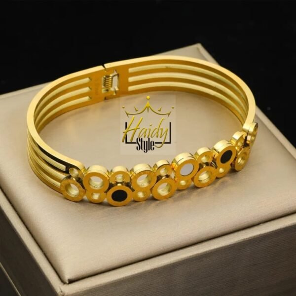 Circles Roman Numerals Bangle Stainless steel Golden Color