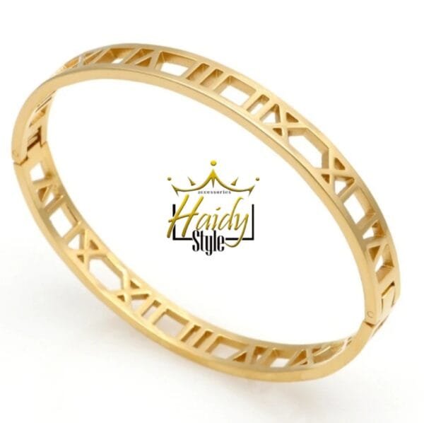 Roman Numeral Bangle Stainless steel Golden Color