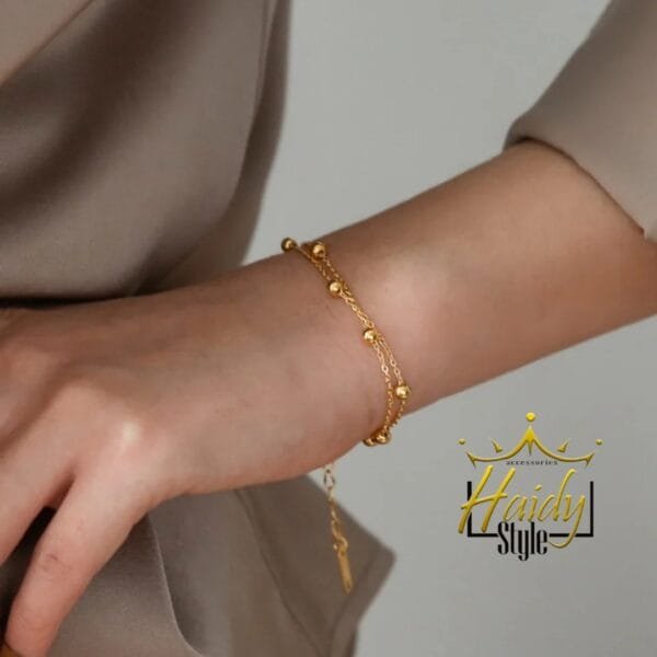 Balls Double Chain Bracelet Stainless steel Golden Color