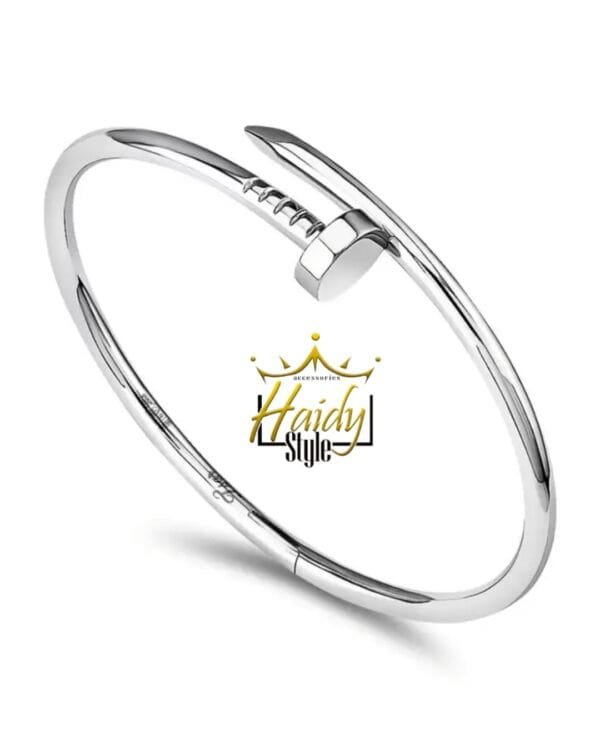 Bangle Nail design Silver color Stainless Steel