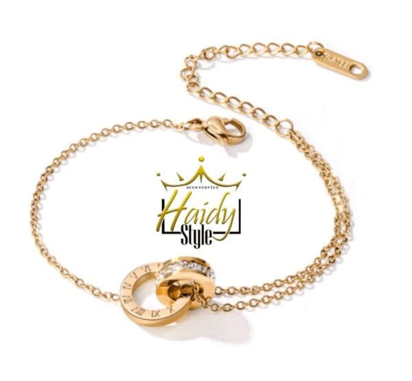 Bracelet with rings stainless steel 18K Gold plated