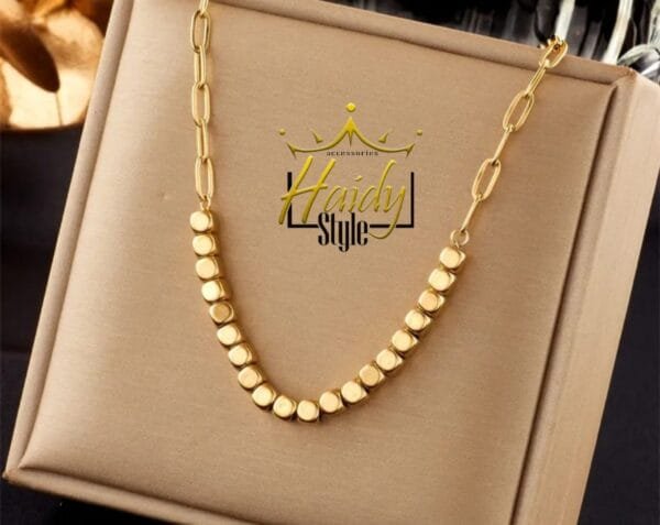 Necklace cubes stainless steel gold plated