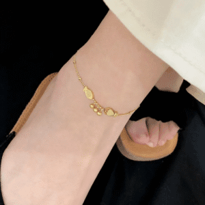 Anklet fish and bell 18K gold plated Stainless steel