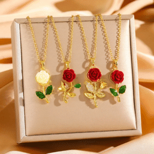 Necklace Rose Bloom Stainless steel 18K gold plated