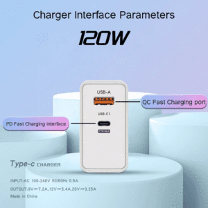 120W Super Fast Dual-Port Charger UK Plug