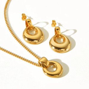 Orbit Necklace and Earrings 18K Gold plated Stainless steel
