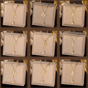 Necklace Letter Drop 18K Gold plated Stainless steel