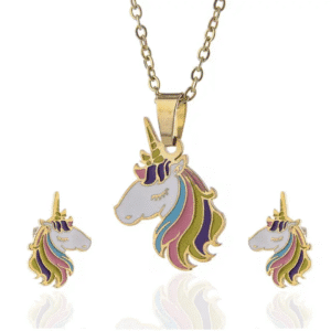 Unicorn Necklace and earrings Stainless steel 18K Gold plated