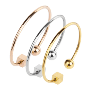 Spherical and Cube Bangle Stainless Steel 18K Gold plated or silver