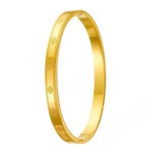 Bangle Engraved Clover Stainless steel 18K Gold plated