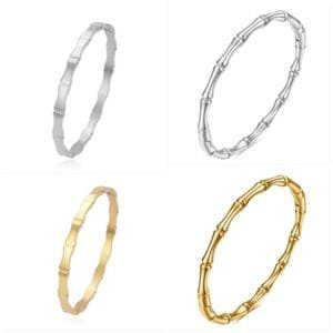 Bamboo Bangle Stainless steel 18K Gold plated or Silver