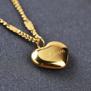 Love Heart Pendant Necklace Stainless steel 18K Gold plated