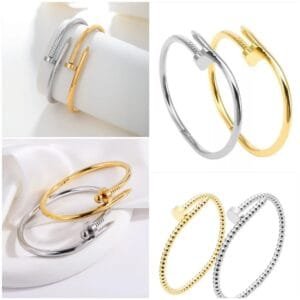 Bangle Nail design 18K Gold plated Stainless Steel