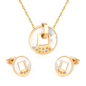 Geometric White Shell 18k Gold Plated Jewelry Set